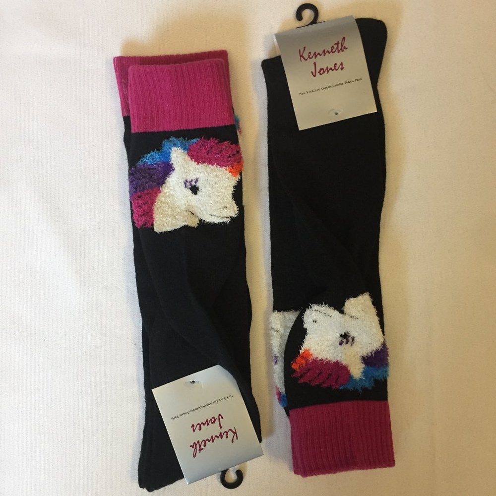 2x Kenneth Jones Knee High Unicorn Socks /Sz. 4-10